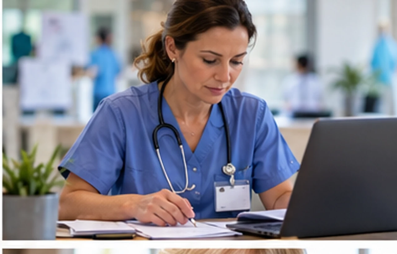 Infirmière hospitalière préparant son dossier de retraite complémentaire CRH
