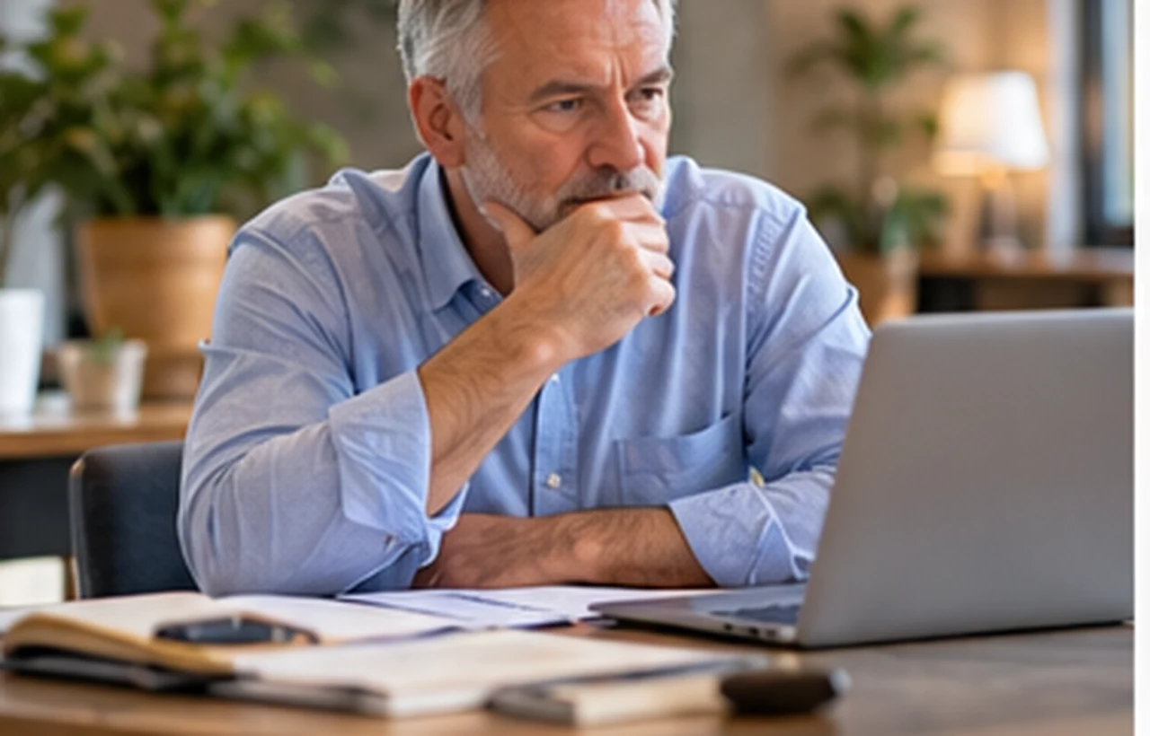Retraité suivant ses retraits mensuels d’assurance-vie sur un tableau