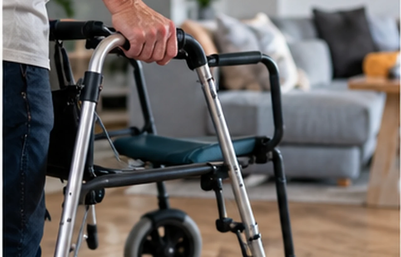 Homme âgé lisant dans son salon avec un bracelet de téléassistance